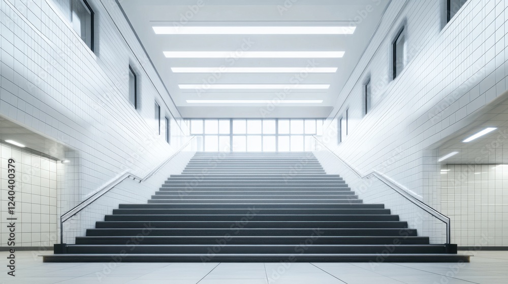 Fototapeta premium Minimalist Entrance with Natural Lighting and White Walls