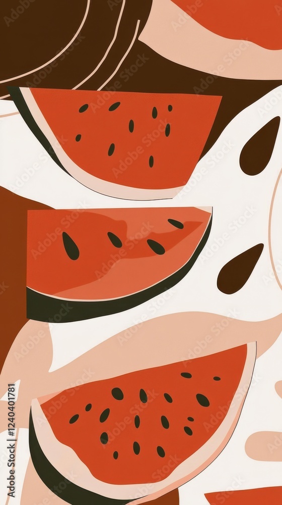 Abstract Watermelon Art: A Vibrant Summer Fruit Design Abstract Watermelon Art: A Vibrant Summer Fruit Design
