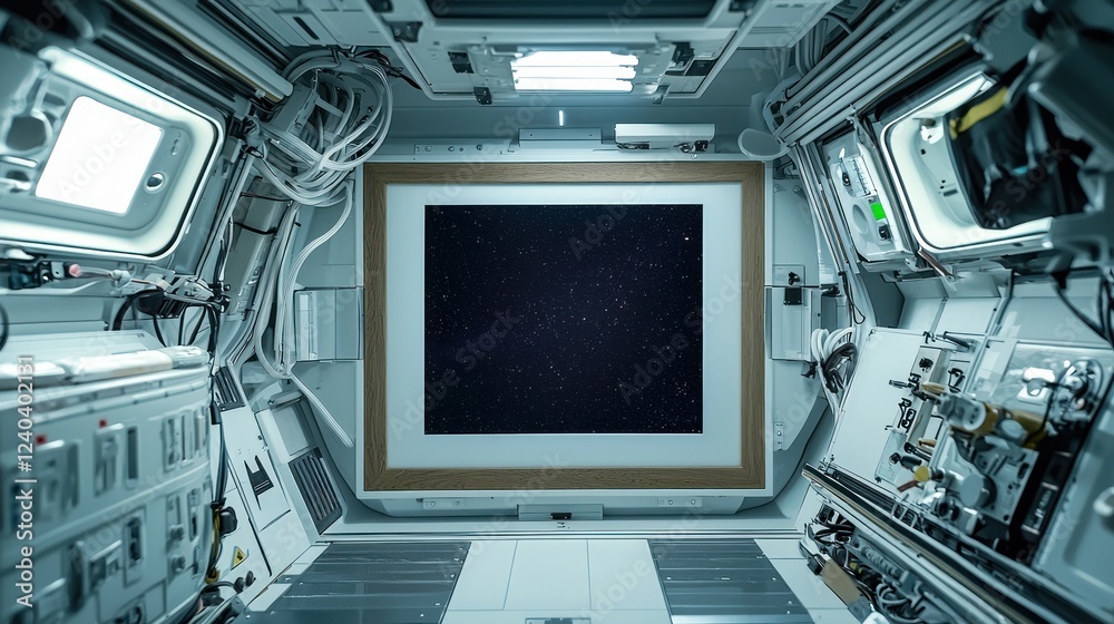 Fototapeta premium Spacecraft Interior with Starry Artwork
