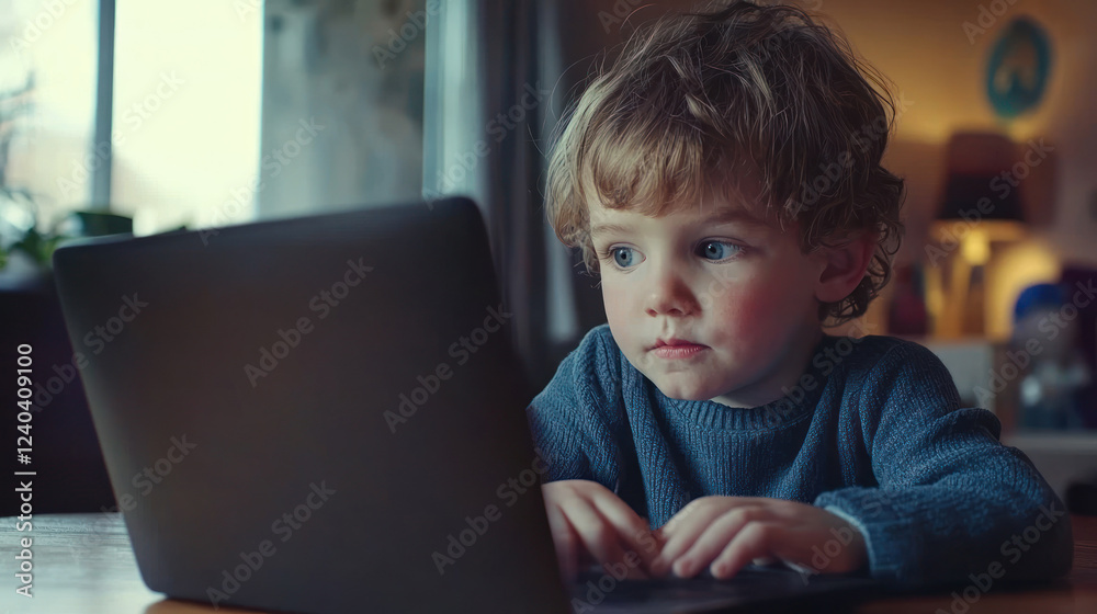 A young learner following along with an online course on their laptop, focusing on the lesson. A young learner following along with an online course on their laptop, focusing on the lesson.