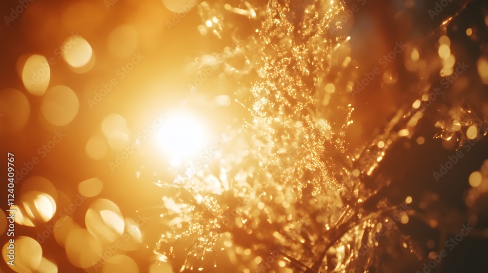 Fototapeta premium Golden Bokeh Lights Sparkling Abstract Background