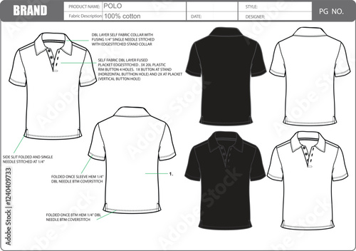 Tech Pack of Mens knited POLO in black and white.