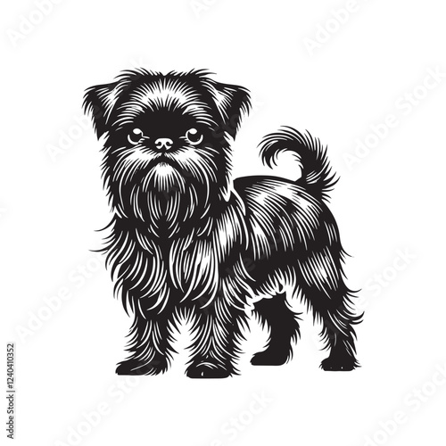 Brussels Griffon Dog Silhouette - Minimalist Dog Design - Brussels Griffon Vector - Illustration of Brussels Griffon Dog.