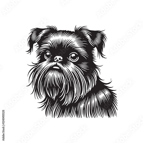 Brussels Griffon Dog Silhouette - Minimalist Dog Design - Brussels Griffon Vector - Illustration of Brussels Griffon Dog.