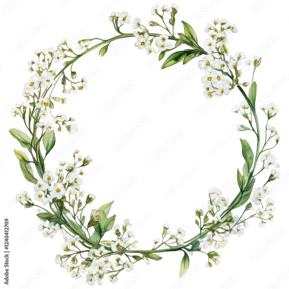 Sweet Alyssum Flower Clipart Vector Illustration, Floral Design, Elegant Sweet Alyssum Flower Clipart Vector Illustration, Floral Design, Elegant