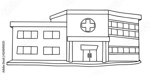  drawing depicts a clean hospital building, illustrating the minimal medical healthcare infrastructure.