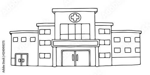  drawing depicts a clean hospital building, illustrating the minimal medical healthcare infrastructure.