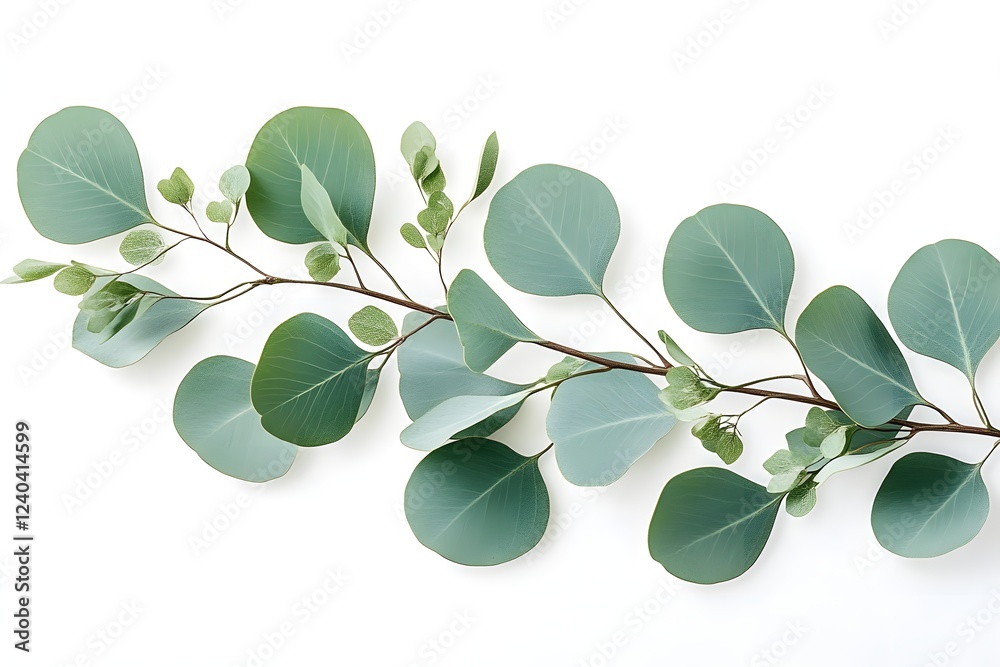 Obraz premium High-quality eucalyptus branch image with white background 