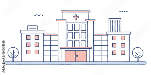  drawing depicts a clean hospital building, illustrating the minimal medical healthcare infrastructure.
