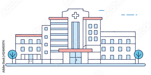  drawing depicts a clean hospital building, illustrating the minimal medical healthcare infrastructure.