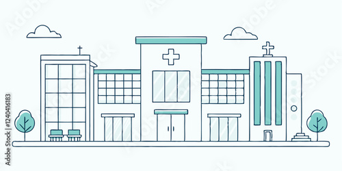  drawing depicts a clean hospital building, illustrating the minimal medical healthcare infrastructure.