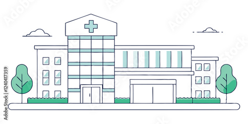  drawing depicts a clean hospital building, illustrating the minimal medical healthcare infrastructure.