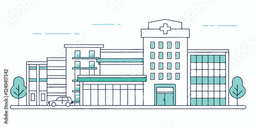  drawing depicts a clean hospital building, illustrating the minimal medical healthcare infrastructure.