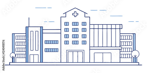  drawing depicts a clean hospital building, illustrating the minimal medical healthcare infrastructure.