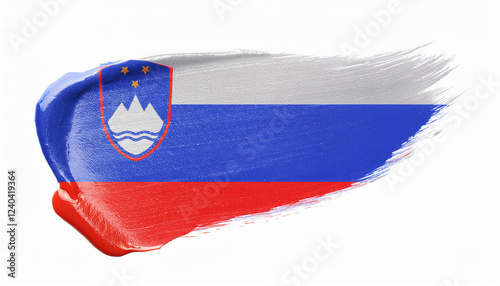 Fotografie Paint Smear In The Colors Of The Slovenia Flag on a White Background