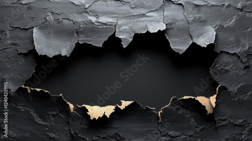Cracked Wall with Black Texture. Generative AI photo
