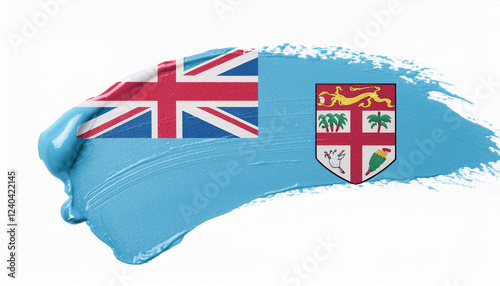 Paint Smear In The Colors Of The Fiji Flag on a White Background photo