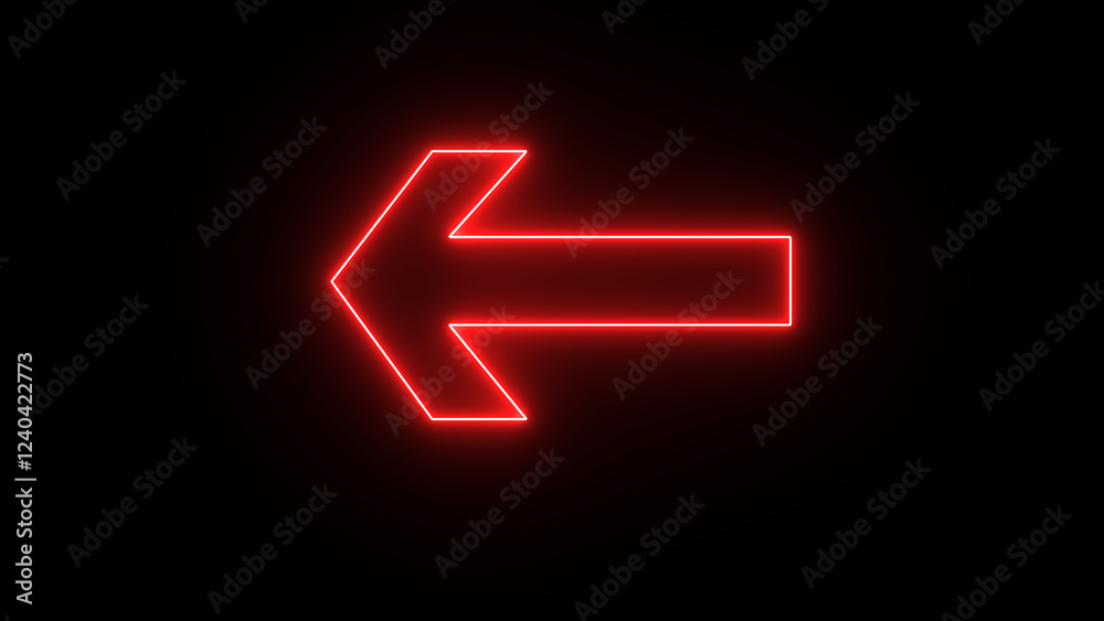 Glowing neon red arrow icon swipe right to left on white background. Neon red left or back arrow icon Glowing neon red arrow icon swipe right to left on white background. Neon red left or back arrow icon