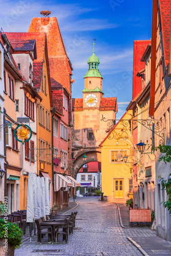 Rothenburg ob der Tauber, Germany. Markusturm and old downtown - Franconia historical region in Bavaria photo