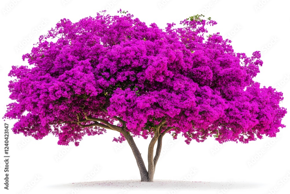 Obraz premium Vibrant Purple Bougainvillea Tree Isolated on White Background