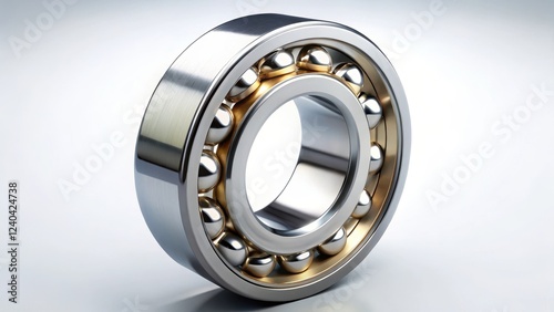 Angular contact ball bearing with axially asymmetric races, detailed view of internal components, angular contact ball bearing, angular bearing photo