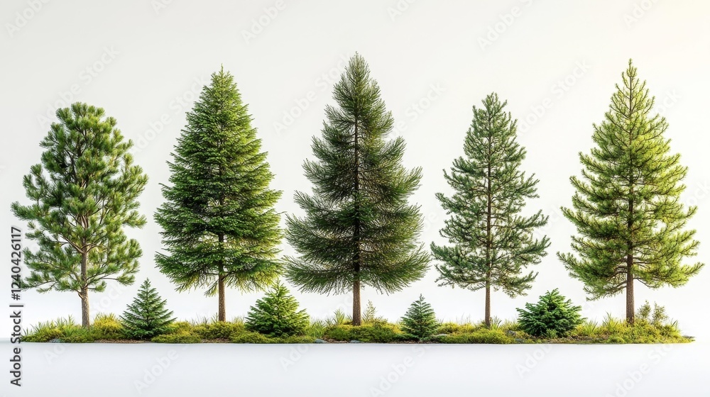 Obraz premium Various Pine Trees Collection. Generative AI