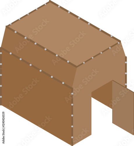 アイソメトリックな段ボールでできた家のイメージ素材