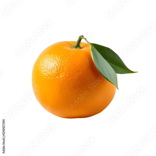  A freshly picked orange with textured peel, detailed highlights, isolated on white background