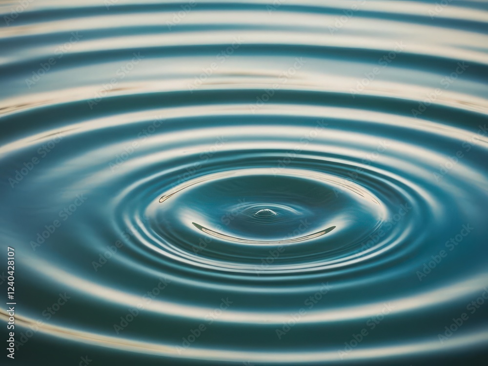 Water Drop Ripple: Concentric circles spread serenely across a teal water surface, a single drop creating a mesmerizing pattern of calm and tranquility. Water Drop Ripple: Concentric circles spread serenely across a teal water surface, a single drop creating a mesmerizing pattern of calm and tranquility.