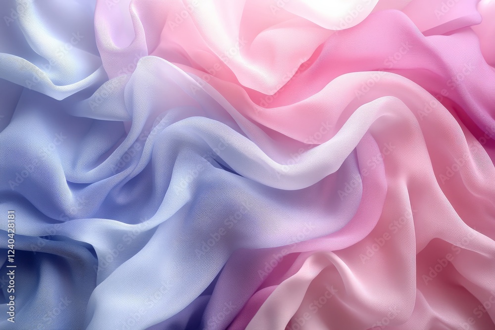 Soft pastel silk fabric with gentle waves in shades of pink and blue creating an elegant and soothing texture Soft pastel silk fabric with gentle waves in shades of pink and blue creating an elegant and soothing texture