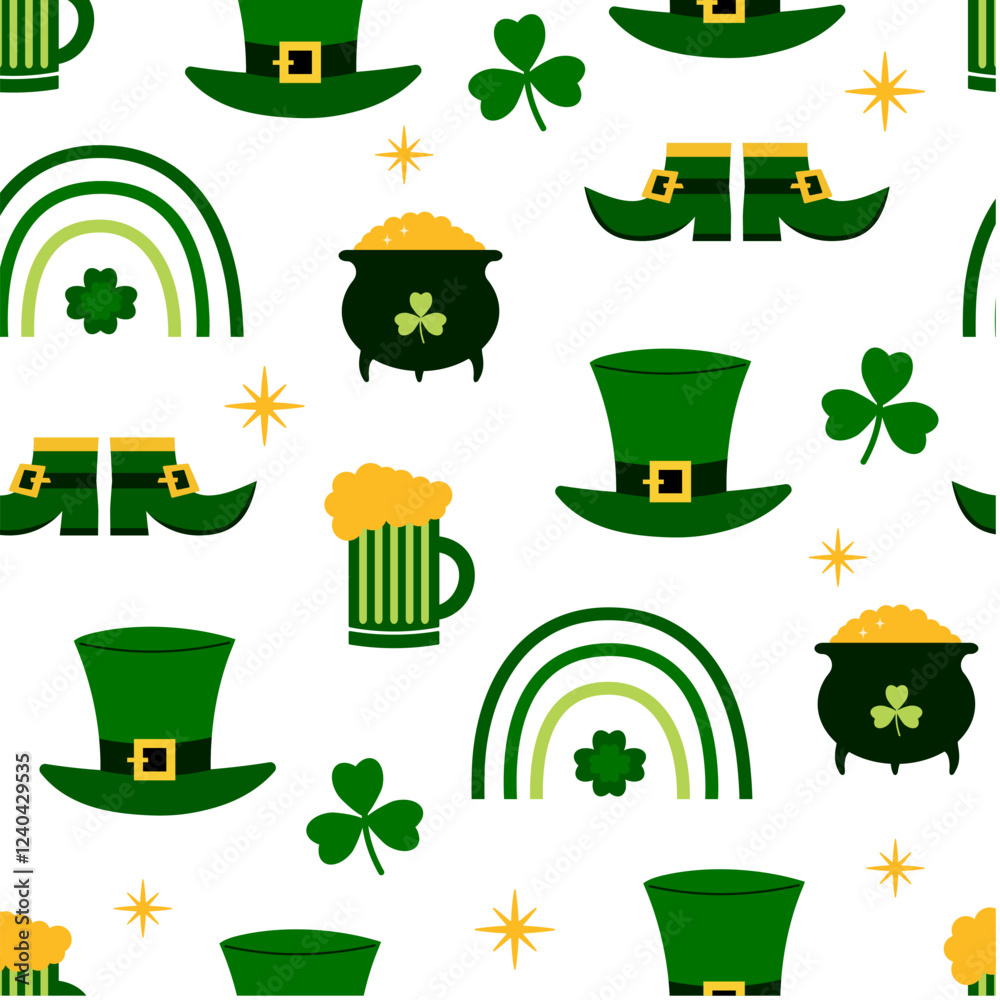 Seamless pattern Happy St. Patrick's Day. Vector illustration. Patrick's day holiday symbol. Seamless pattern Happy St. Patrick's Day. Vector illustration. Patrick's day holiday symbol.