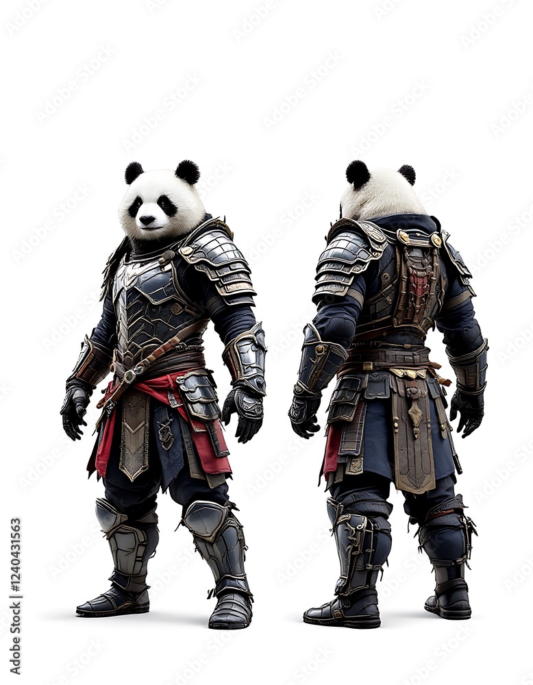 Obraz premium Panda Warrior in Full Armor 3d Render