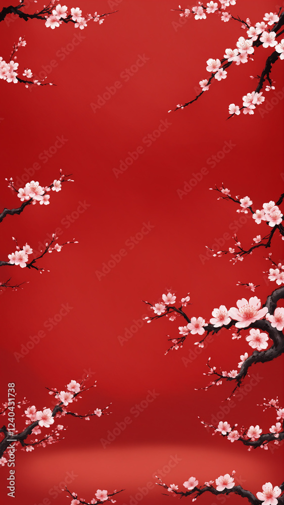 Cherry Blossoms in Red Cherry Blossoms in Red