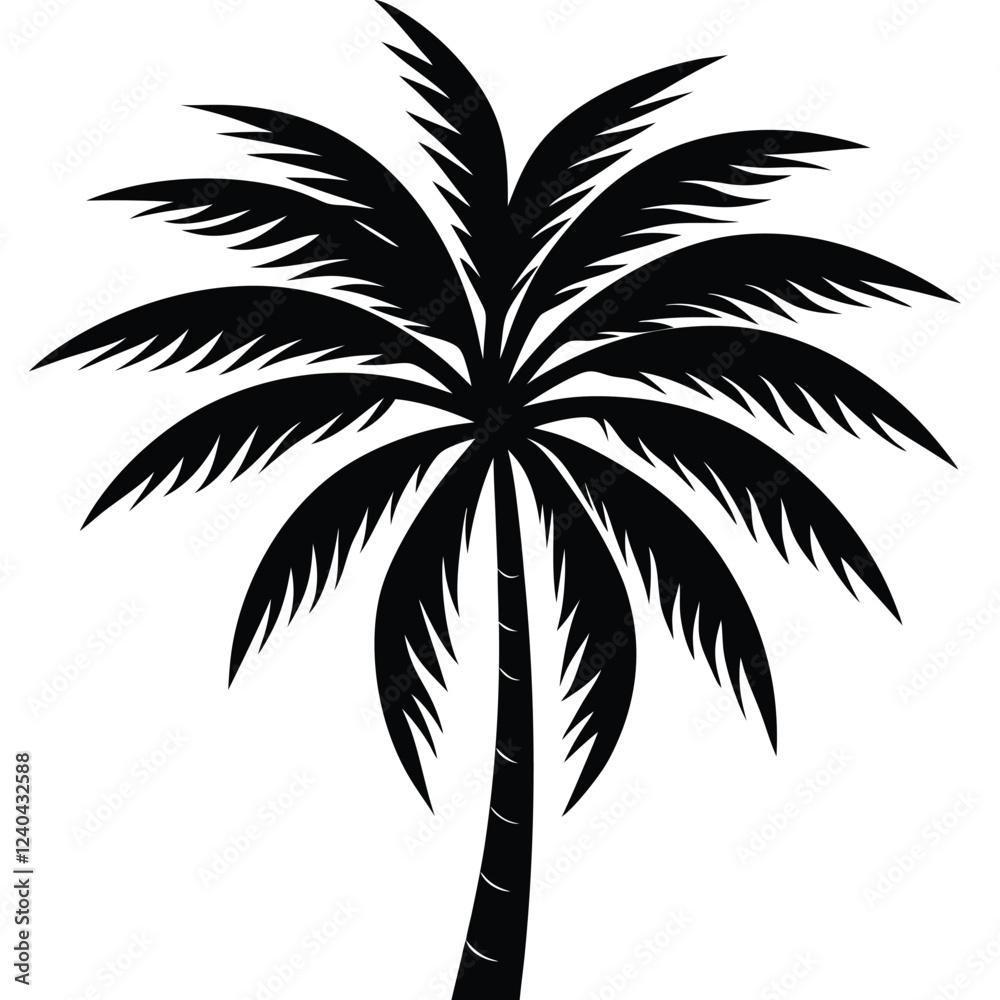 A palm tree vector illustration on white background