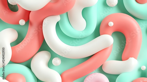 Abstract Colorful Shapes and Curves in Soft Pastel Tones for Creative Backgrounds or Design Projects