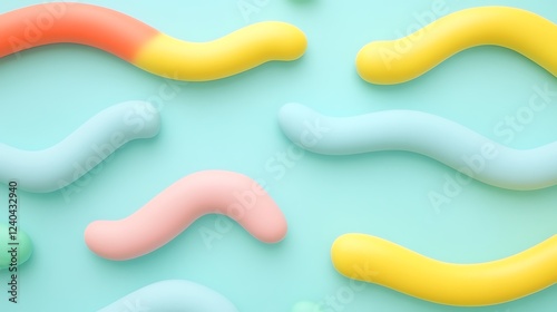 Abstract Colorful Wavy Shapes on Soft Background for Creative Design and Art Projects