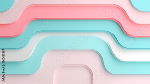 Abstract pastel wave background design featuring layered shapes in soft pink and blue tones for creative projects