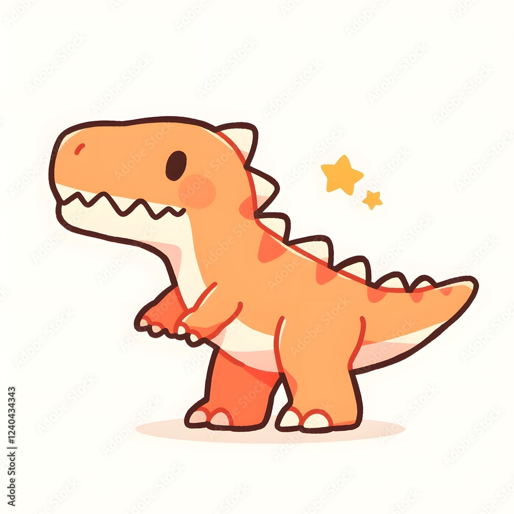 Cute children's dinosaur character illustration, Cute children's dinosaur character illustration,
