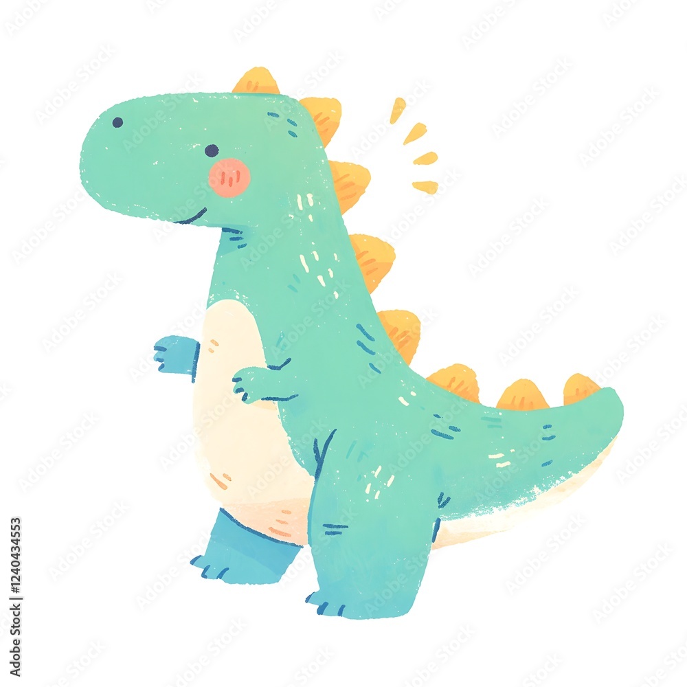 Naklejka premium Cute children's dinosaur character illustration,
