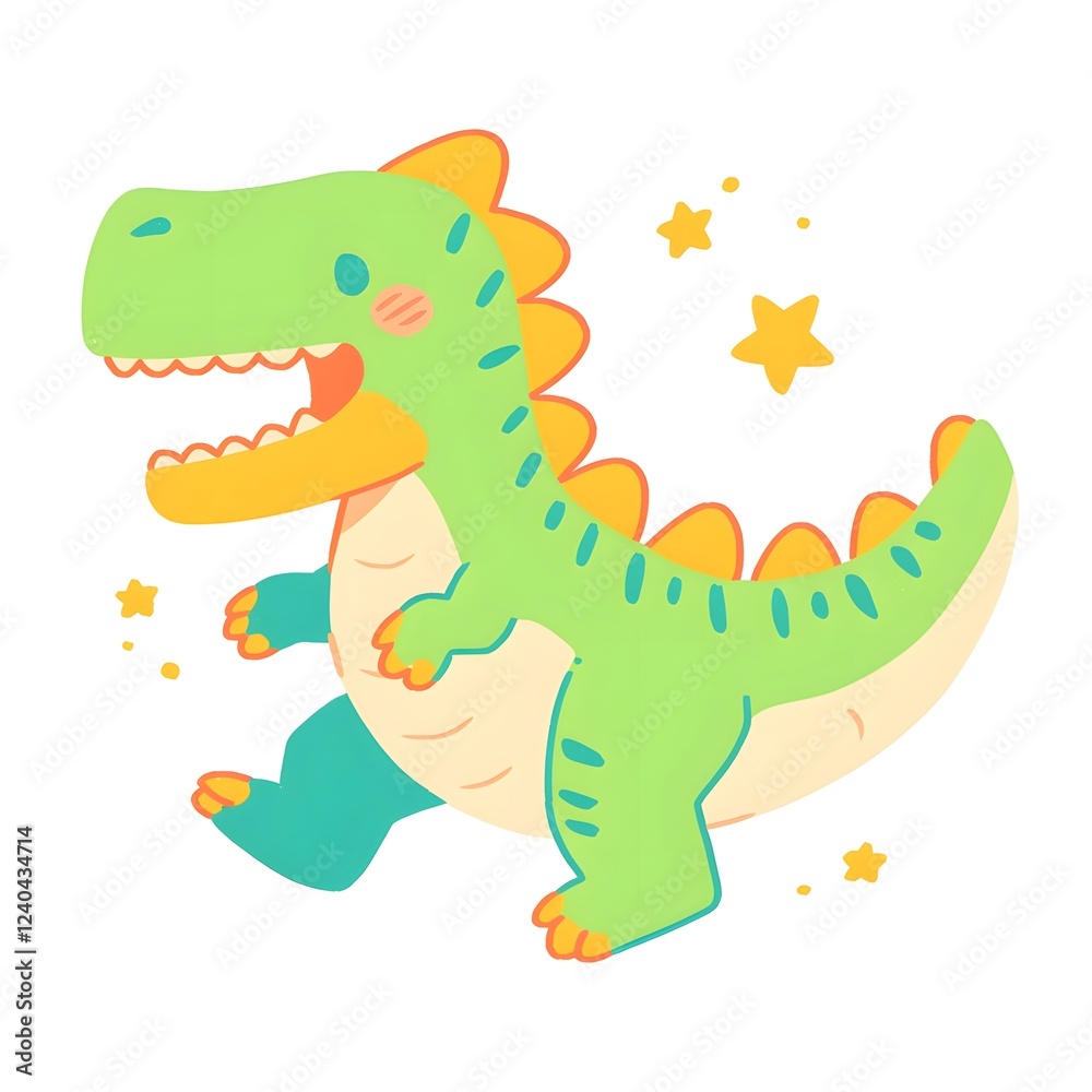Fototapeta premium Cute children's dinosaur character illustration, 