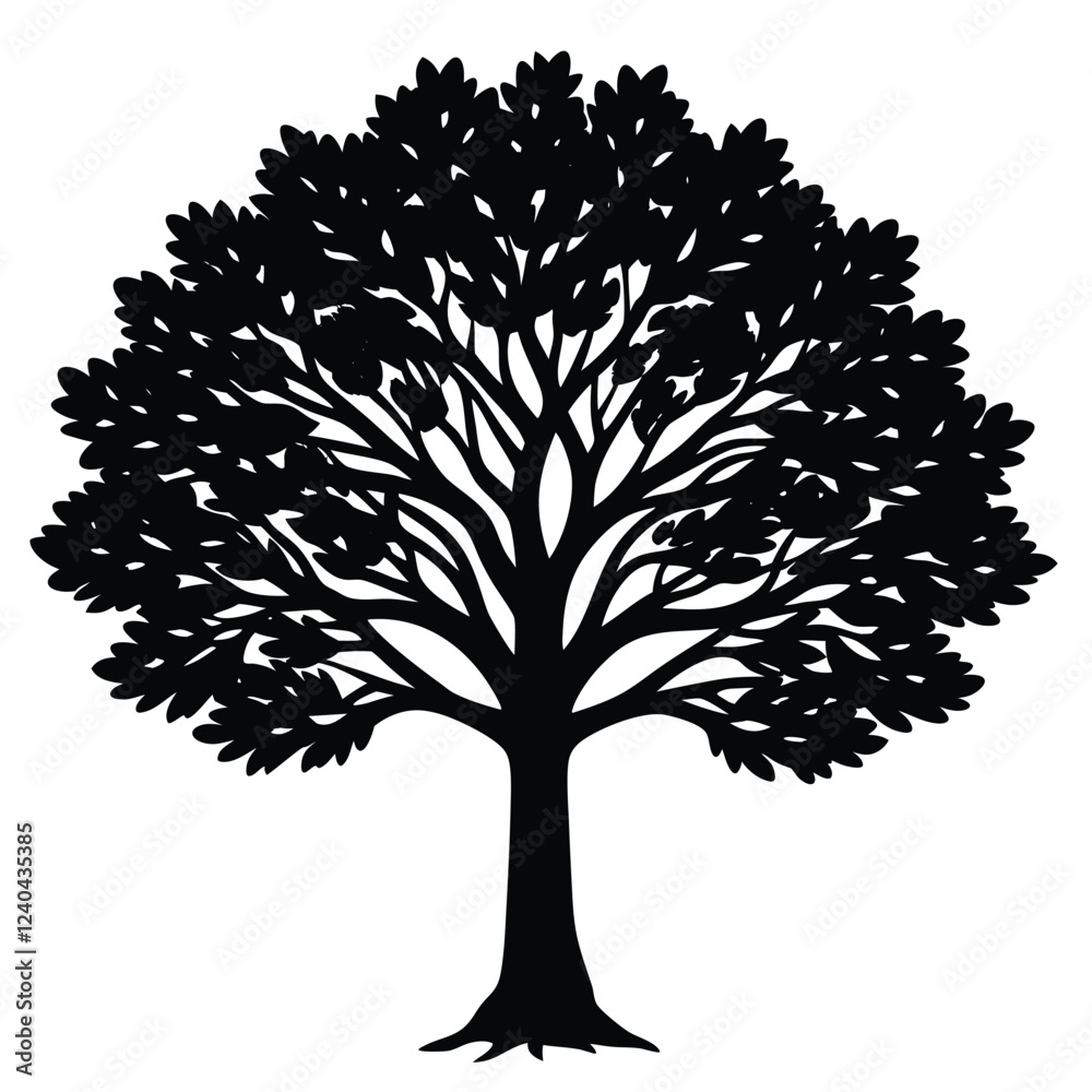 Naklejka premium Tree silhouette illustration on white background