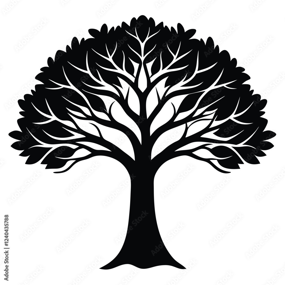 Obraz premium Tree silhouette illustration on white background