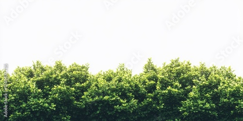 Lush green hedge against white sky; nature backdrop