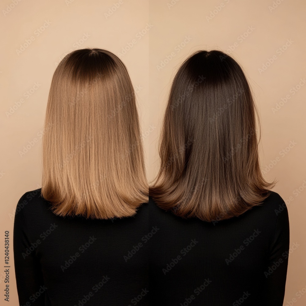Comparison showing transformation from thin hair to thick hair enhancing overall appearance and confidence. Generative AI Comparison showing transformation from thin hair to thick hair enhancing overall appearance and confidence. Generative AI