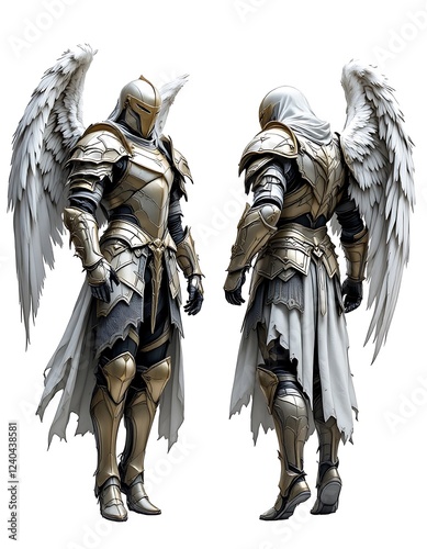 Angelic Knight 3d Model Gold Armor Wings Fantasy