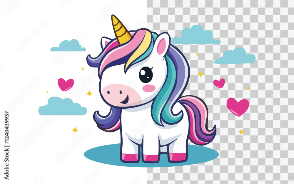 Fototapeta premium simple flat vector unicorn on white background.
