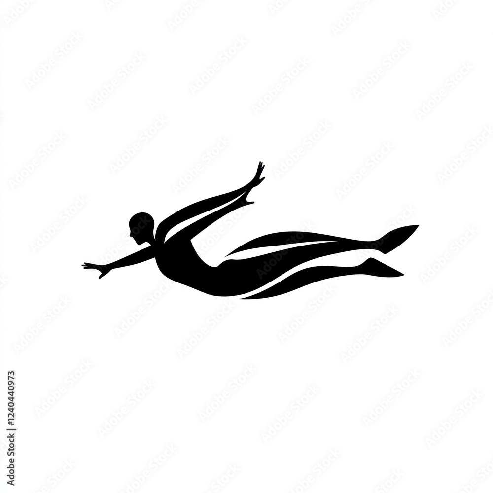 Flying angel silhouette, spiritual, design element Flying angel silhouette, spiritual, design element