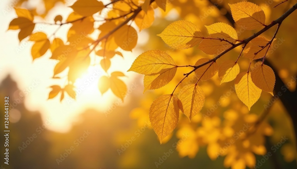 Golden linden tree branches with golden leaves against the warm afternoon sky, branches, trees, warm Golden linden tree branches with golden leaves against the warm afternoon sky, branches, trees, warm