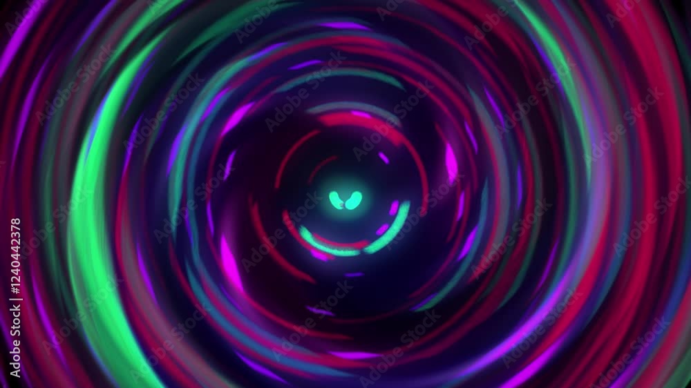 Hypnotic swirl of neon colors creates a mesmerizing vortex.