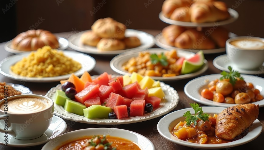 Exquisite Morning Feast: An Assortment of Culinary Delights and Fresh Flavors Exquisite Morning Feast: An Assortment of Culinary Delights and Fresh Flavors